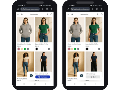 Voice-Only Widget showing streamlined voice-first interface